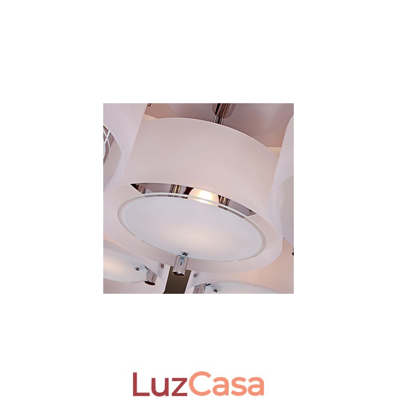 Lustre moderno contemporâneo de metal cromado com montagem embutida