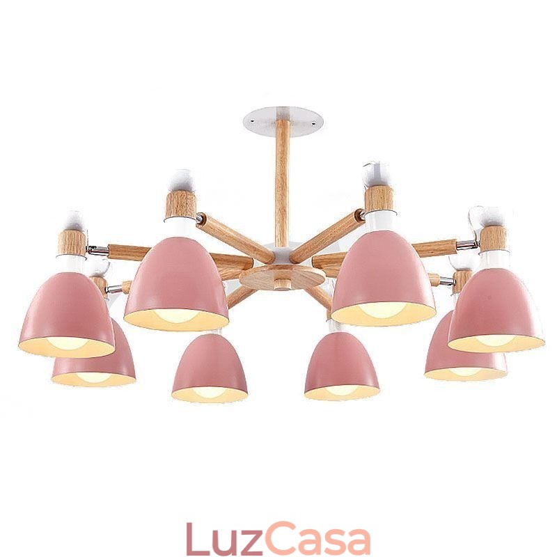 Lustre nórdico Macaron Pendant Light criativo de madeira
