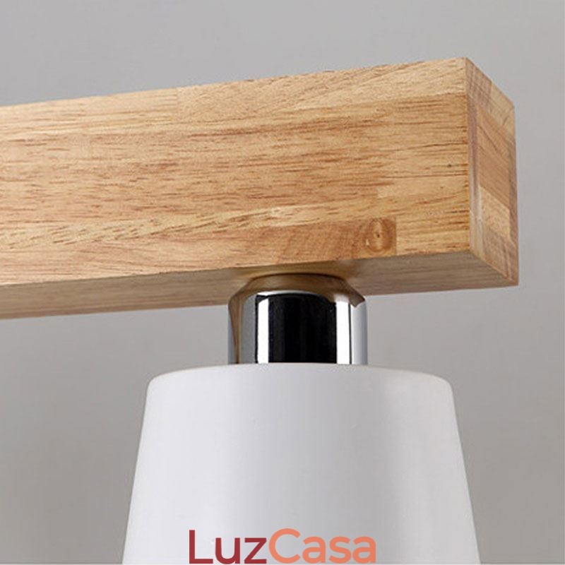 Lustre nórdico de madeira, luminária pendente única e reta, café
