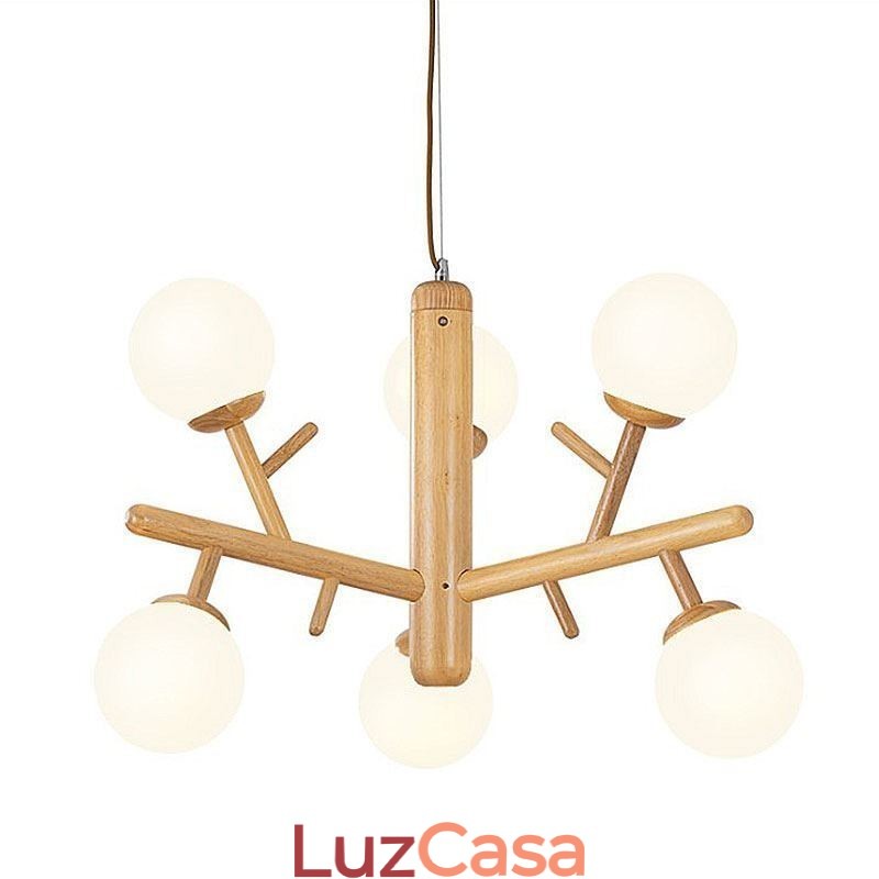 Luminária pendente de madeira criativa nórdica