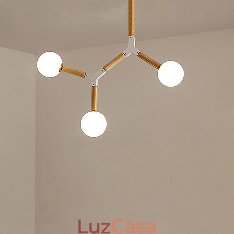 Luminária pendente nórdica Magic Bean Iluminação criativa de madeira