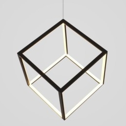 Luminária pendente preta iluminação cubo geométrico