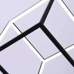 Luminária pendente preta iluminação cubo geométrico