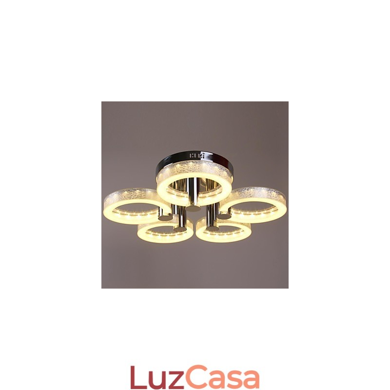 Lustre de acrílico com 5 luzes (acabamento cromado)