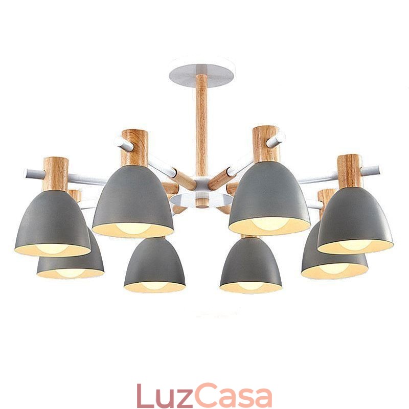 Luminária pendente moderna e simples de macaron Iluminação criativa de madeira