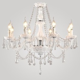 Lustre Cristal Branco Modern Living 8 Luzes