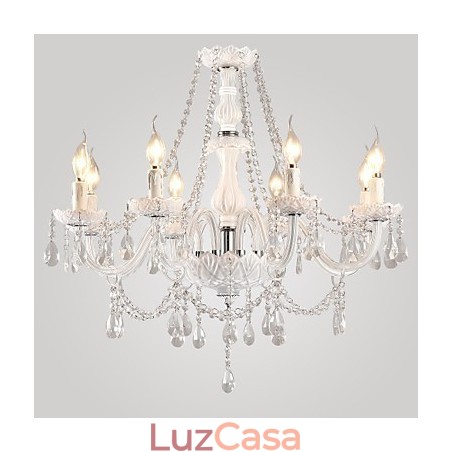 Lustre Cristal Branco Modern Living 8 Luzes Lustre Cristal Branco Modern Living 8 Luzes