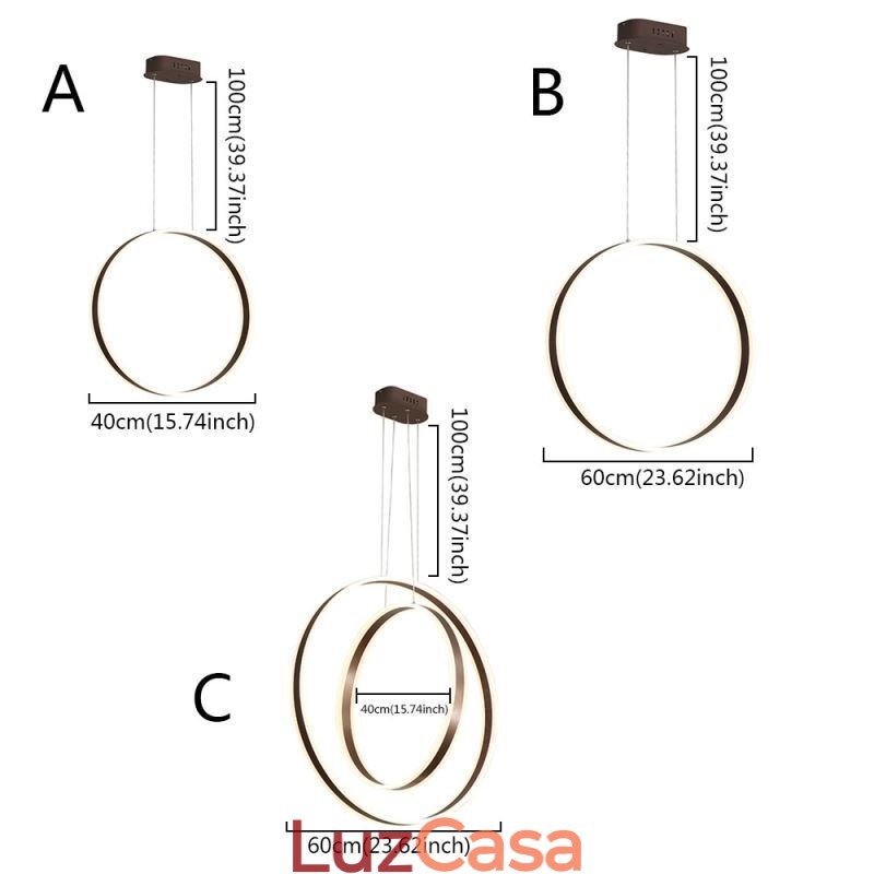 Luminária pendente nórdica em acrílico em formato de anel