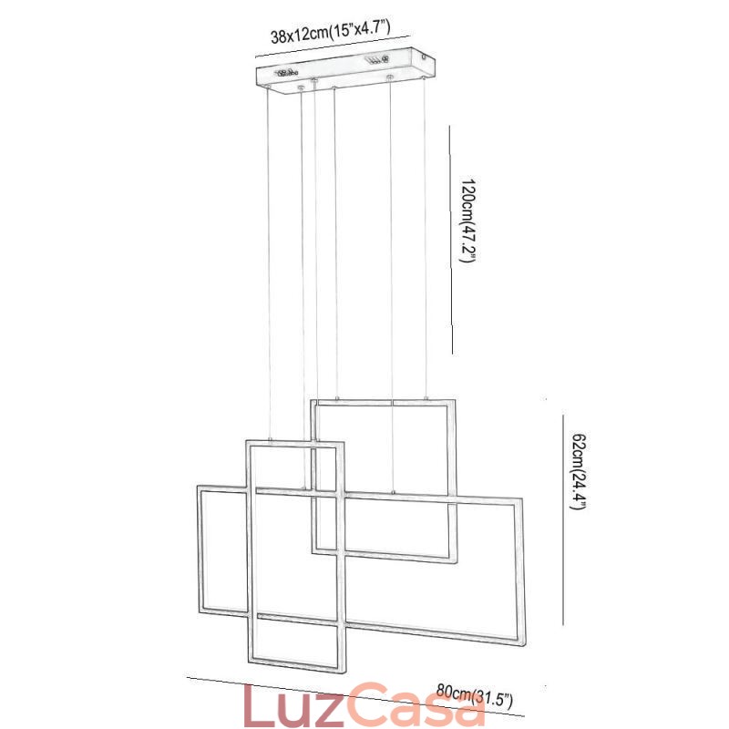 Luminária pendente nórdica Luminária pendente quadrada geométrica