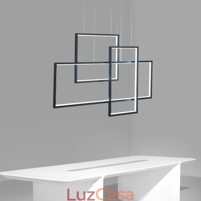 Luminária pendente nórdica Luminária pendente quadrada geométrica