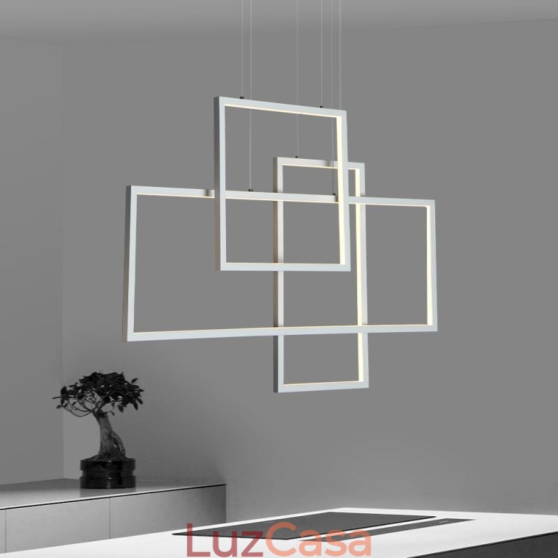 Luminária pendente nórdica Luminária pendente quadrada geométrica