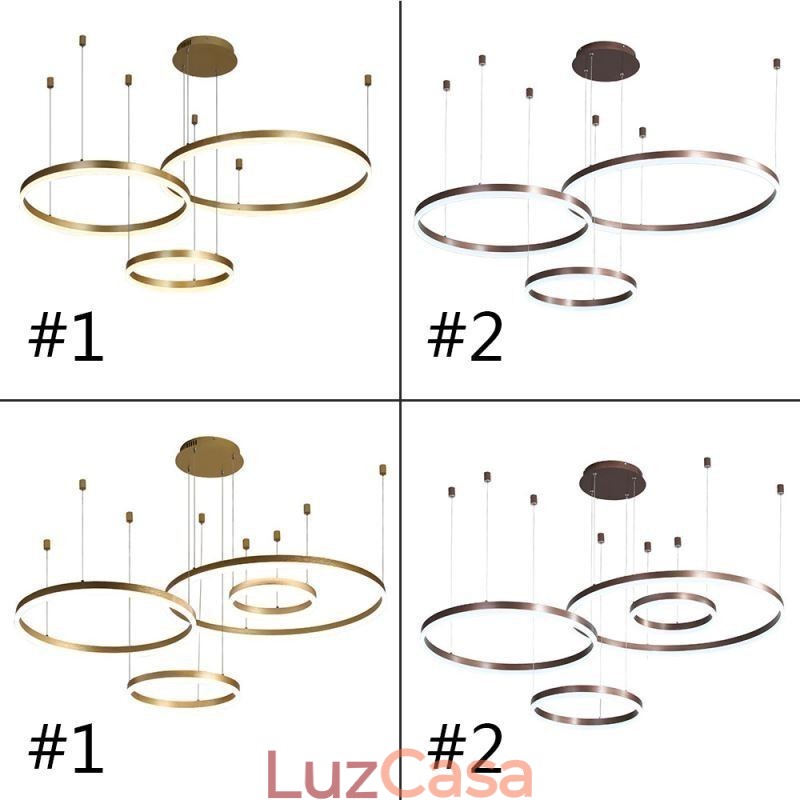 Luminária pendente pós-moderna em acrílico com formato de anel