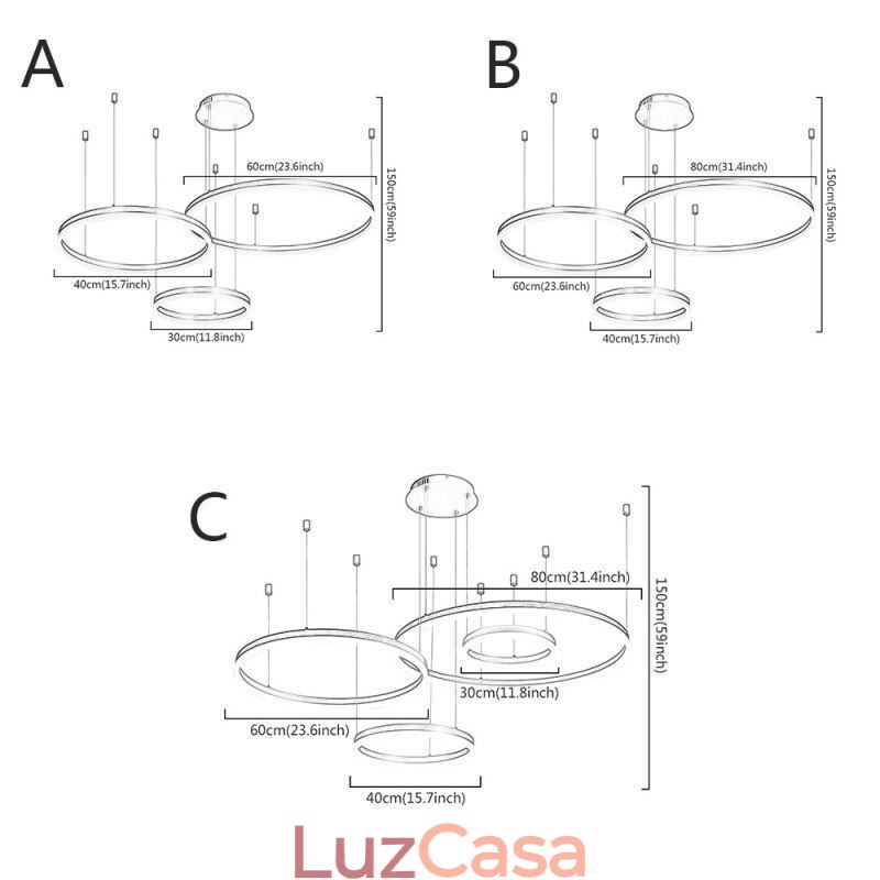 Luminária pendente pós-moderna em acrílico com formato de anel