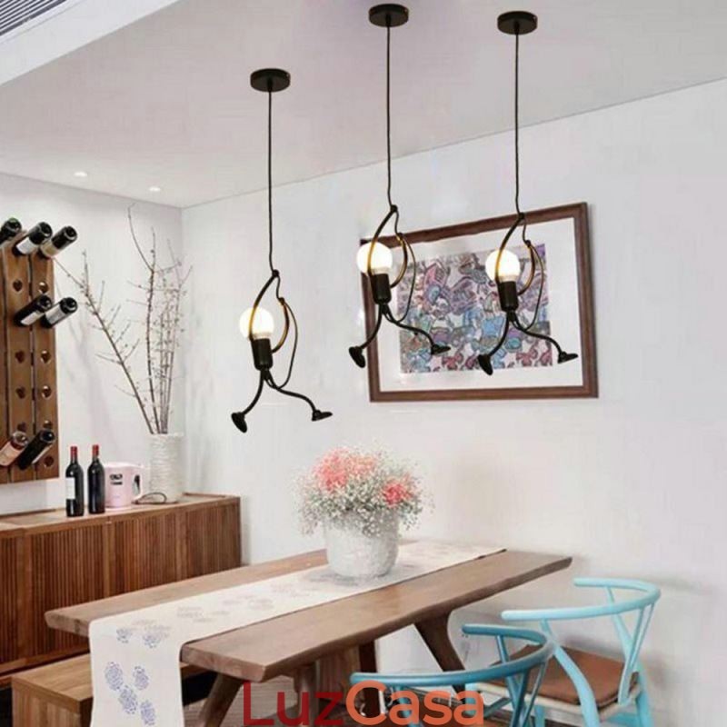 Luminária pendente moderna e simples em forma de homenzinho, luminária criativa