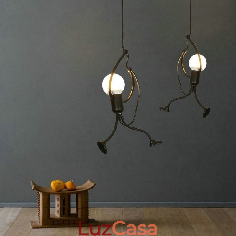 Luminária pendente moderna e simples em forma de homenzinho, luminária criativa