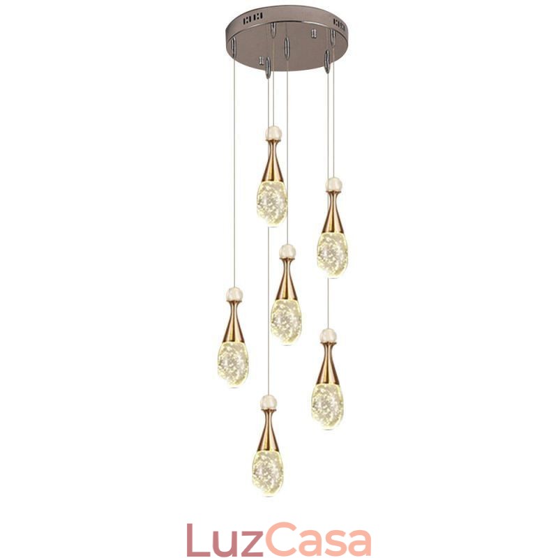 Iluminação pendente de cluster de lágrima de vidro com sementes