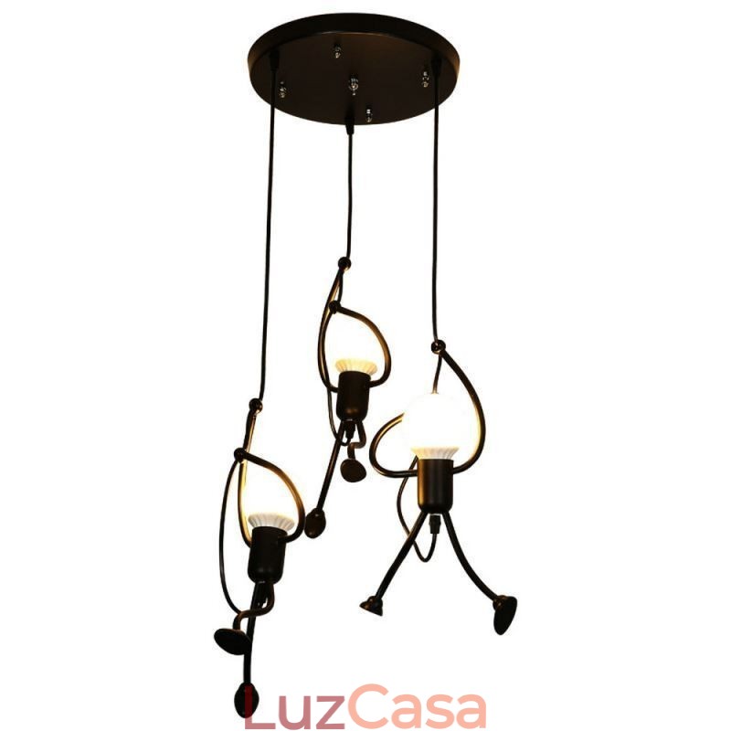 Luminária pendente moderna, criativa, em forma de homenzinho, luminária individual para casa