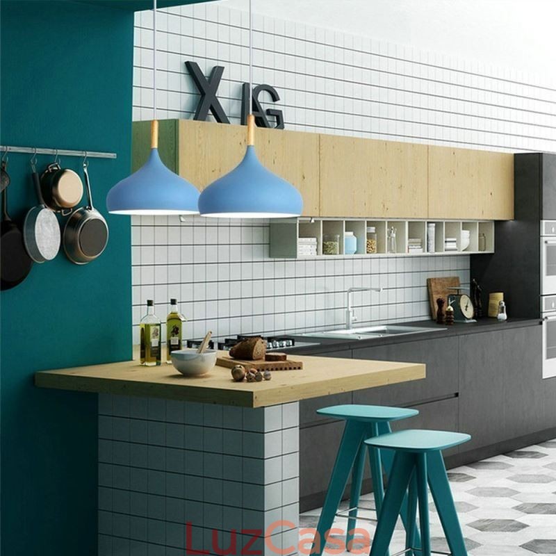 Luminária pendente moderna de alumínio Macaron Lamp Home Luz ajustável