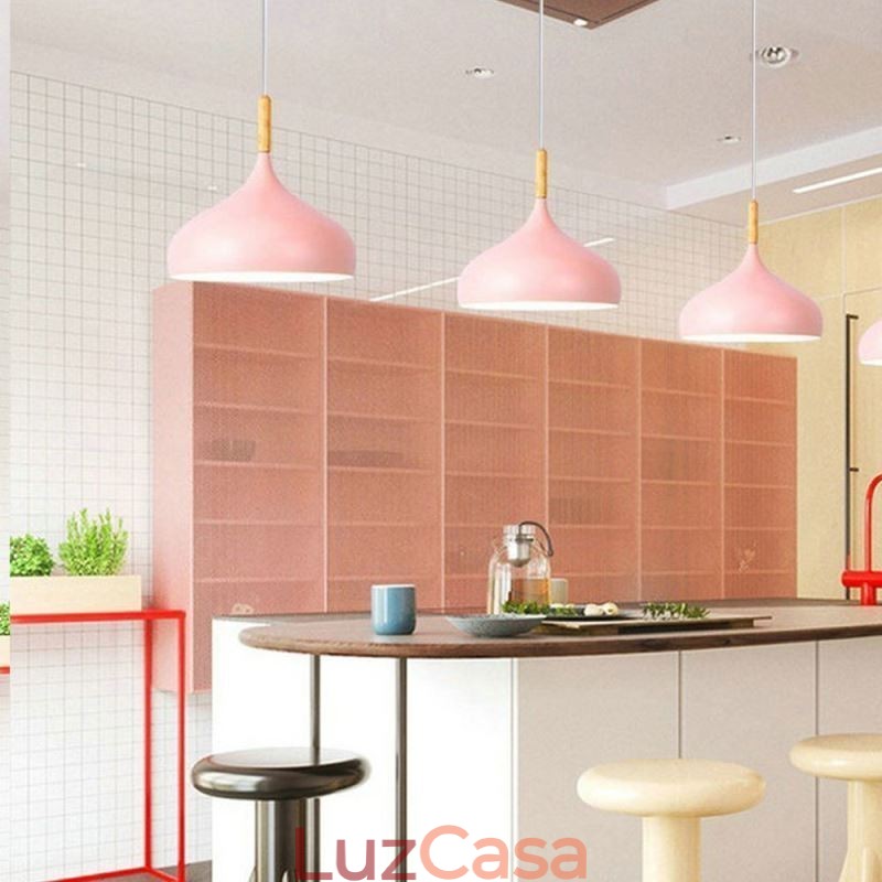 Luminária pendente moderna de alumínio Macaron Lamp Home Luz ajustável