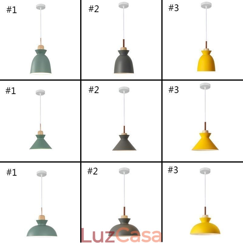 Luminária pendente nórdica cúpula de metal macaron cores lâmpada luz