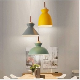 Luminária pendente nórdica cúpula de metal macaron cores lâmpada luz