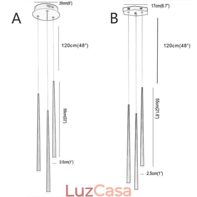 Luminária pendente moderna e simples em formato de cilindro, luminária de chuva de meteoros