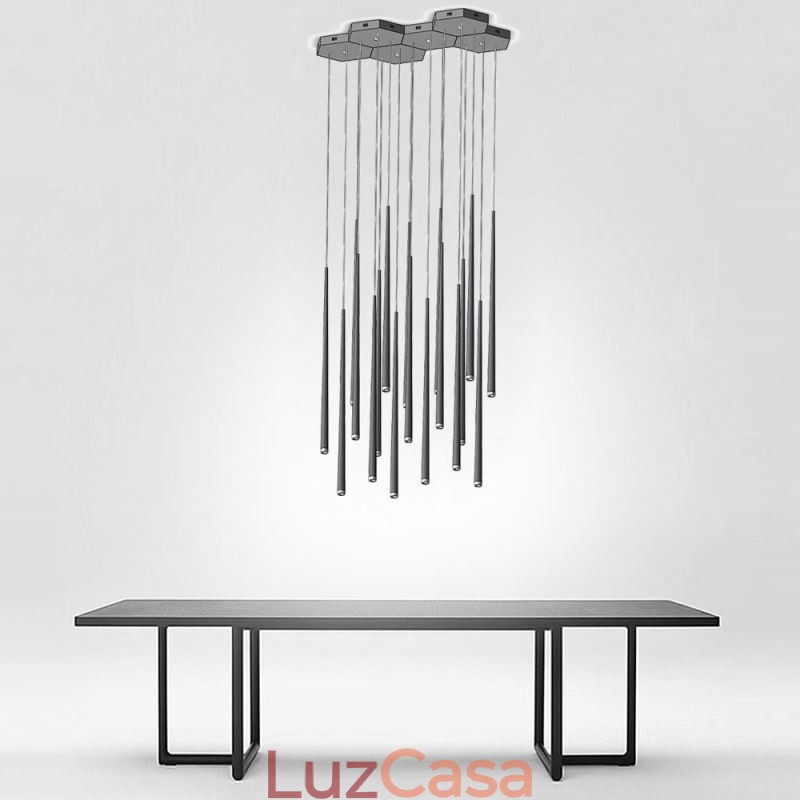 Luminária pendente moderna e simples em formato de cilindro, luminária de chuva de meteoros