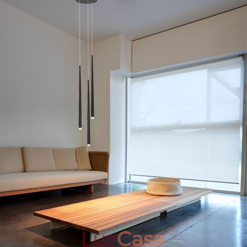 Luminária pendente moderna e simples em formato de cilindro, luminária de chuva de meteoros