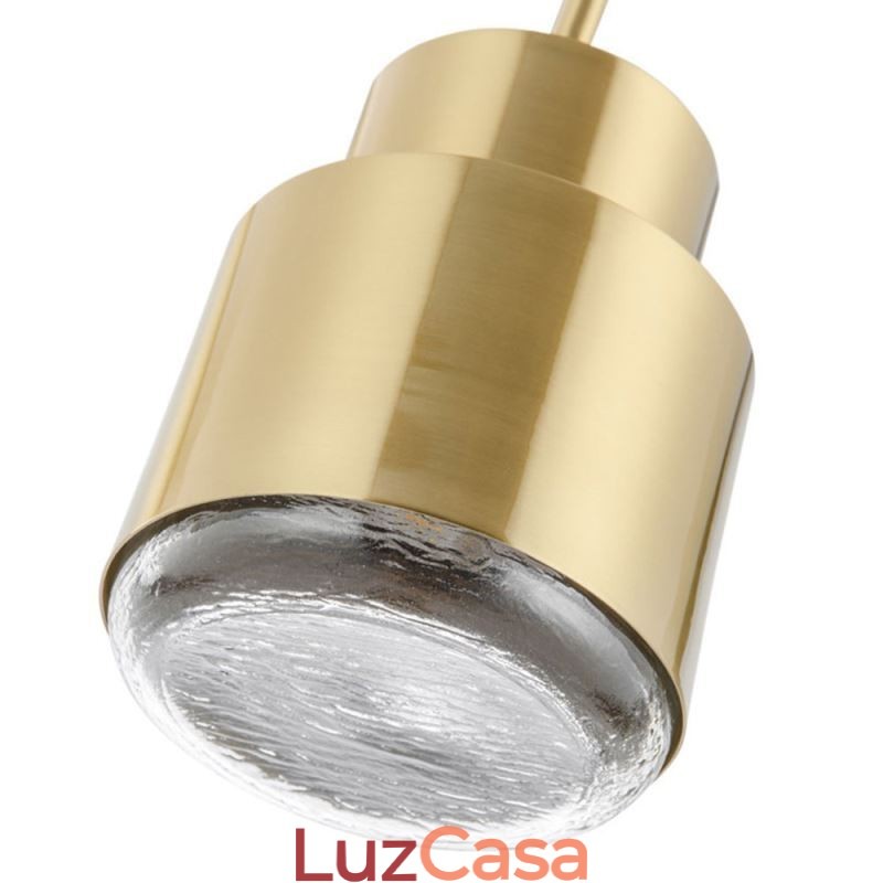 Luminária pendente de vidro pós-moderna, lâmpada cilíndrica dourada, iluminação brilhante