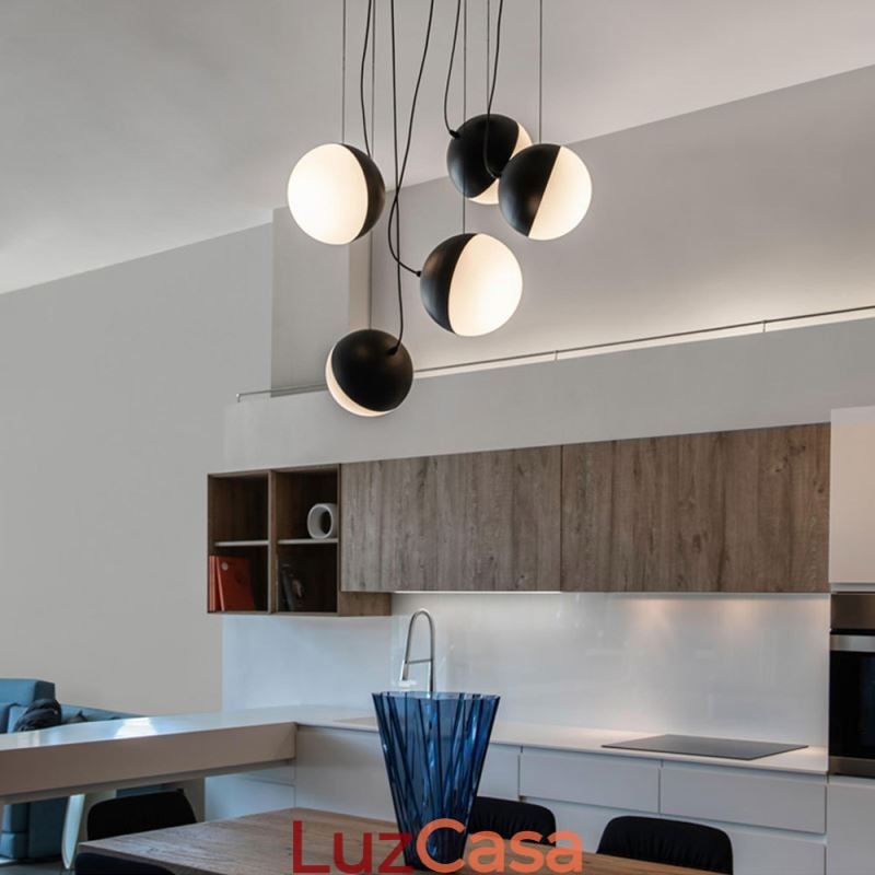 Luminária pendente nórdica em formato de círculo criativo