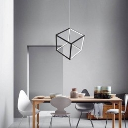 Luminária pendente preta Cubo geométrico Iluminação LBY18069