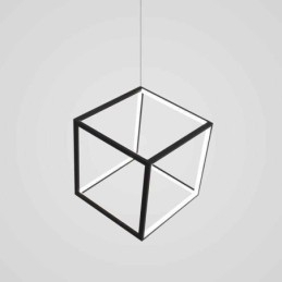 Luminária pendente preta Cubo geométrico Iluminação LBY18069