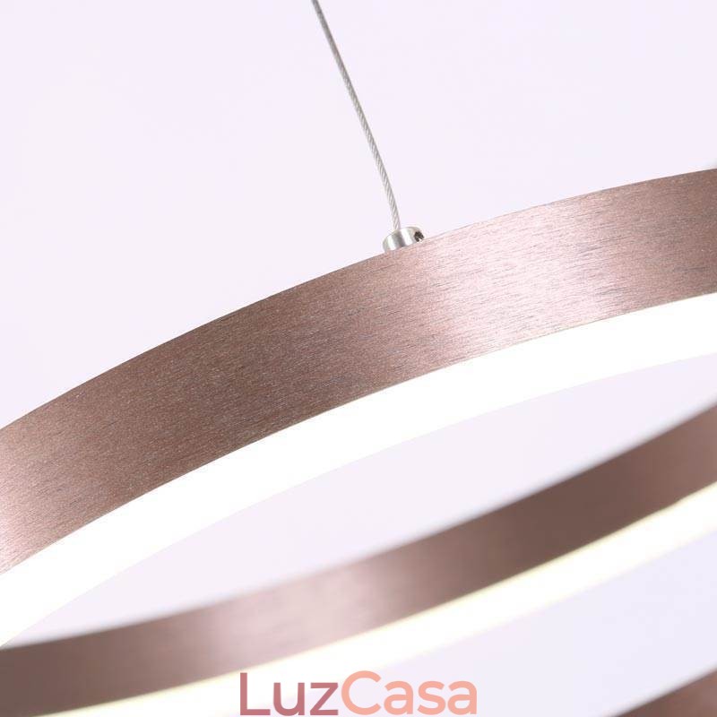 Luminária pendente desenho artesanato 3 anéis lâmpada 80+60+40cm