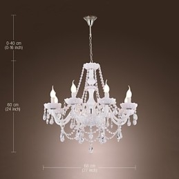 Lustre Cristal Branco Modern Living 8 Luzes