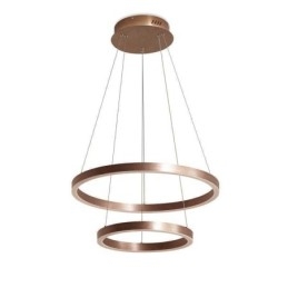 Luminária pendente desenho artesanato 2 anéis lâmpada 60+40cm