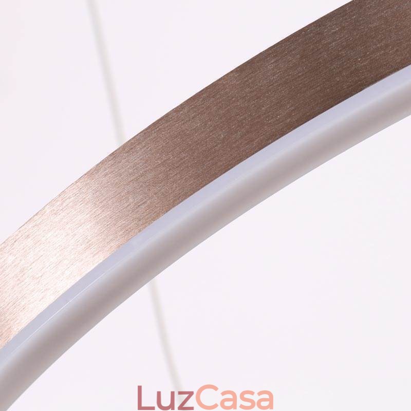 Luminária pendente desenho artesanato 2 anéis lâmpada 60+40cm