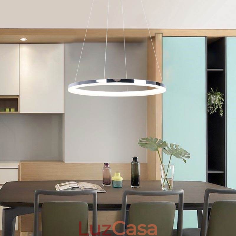 Luminária pendente moderna em acrílico circular 40cm