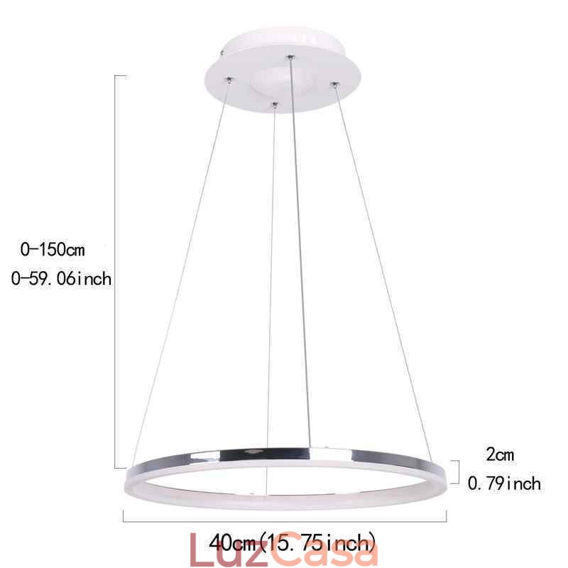 Luminária pendente moderna em acrílico circular 40cm