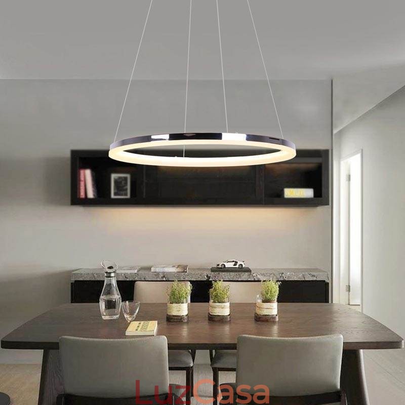 Luminária pendente moderna em acrílico circular 40cm