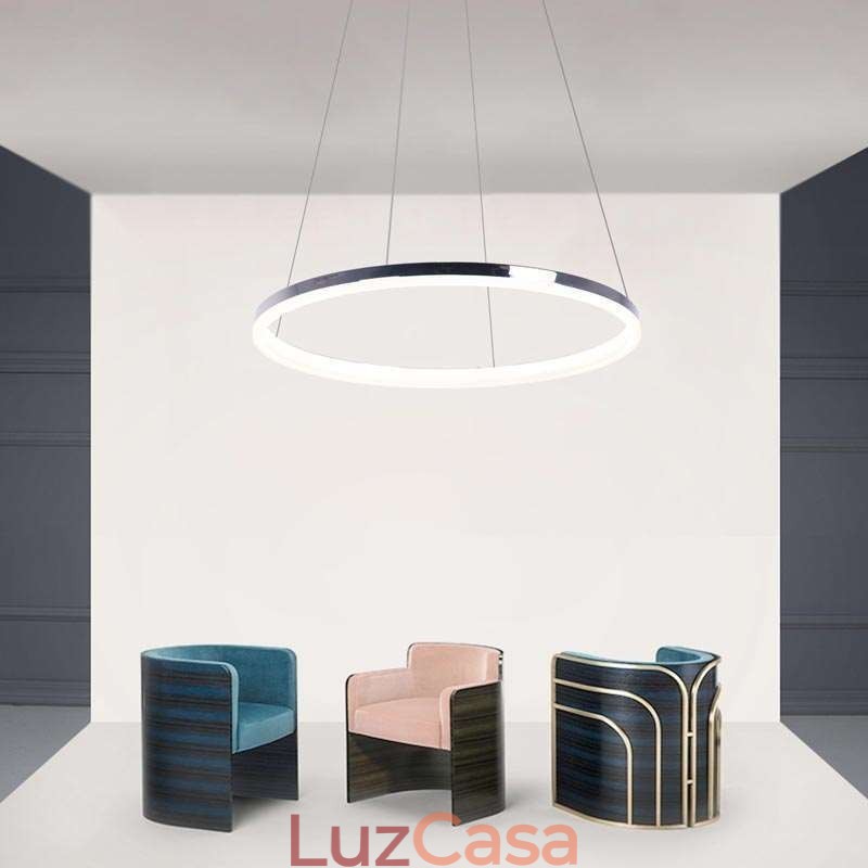 Luminária pendente moderna em acrílico circular 40cm