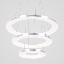 Luminária pendente moderna acrílica 3 anéis lâmpada 40+30+20cm
