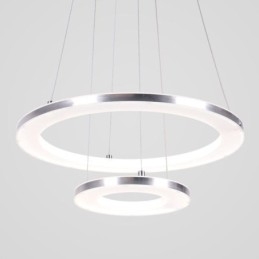 Luminária pendente moderna acrílica 2 anéis lâmpada 40+20cm
