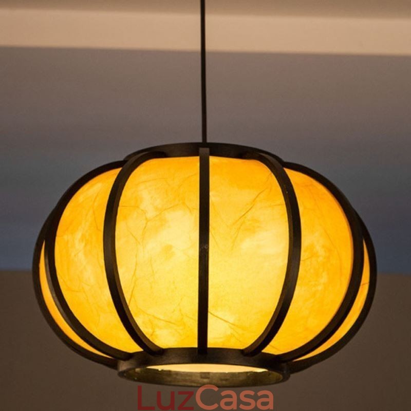 Luminária pendente criativa de bambu japonesa Luminária pendente moderna e simples para sala de chá Luminária redonda