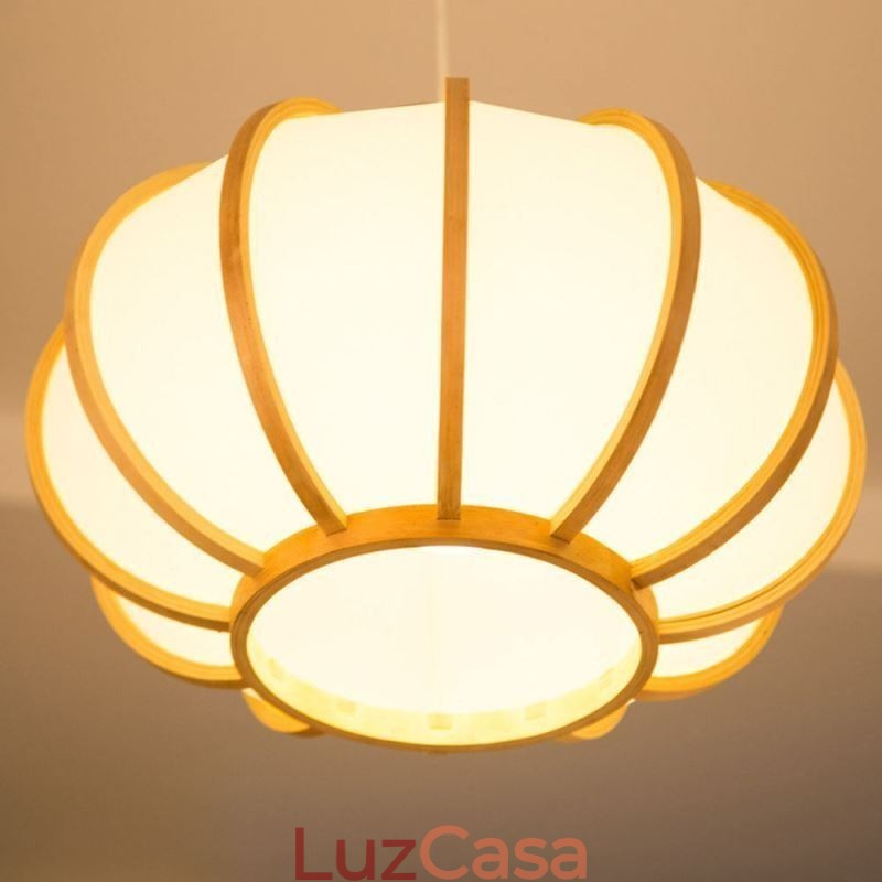 Luminária pendente criativa de bambu japonesa Luminária pendente moderna e simples para sala de chá Luminária redonda
