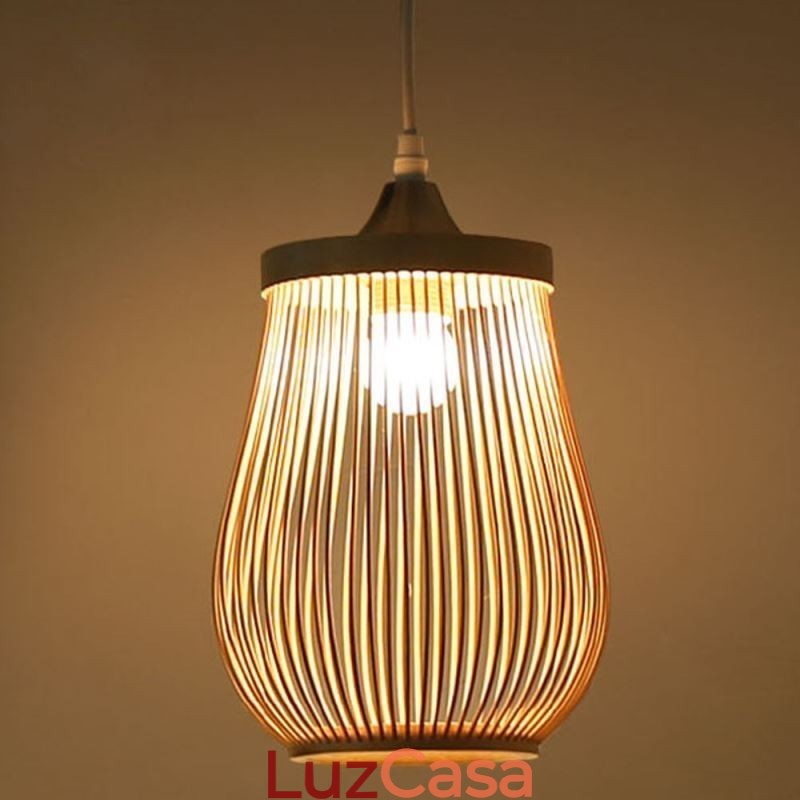 Luminária pendente de gaiola oca moderna iluminação pendente de bambu