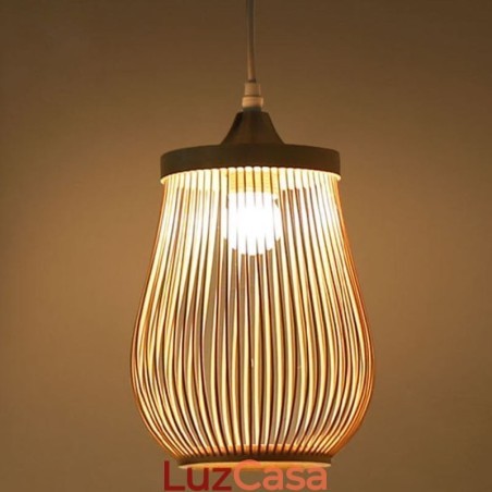 Luminária pendente de gaiola oca moderna iluminação pendente de bambu Luminária pendente de gaiola oca moderna iluminação pendente de bambu