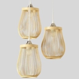 Luminária pendente de gaiola oca moderna iluminação pendente de bambu