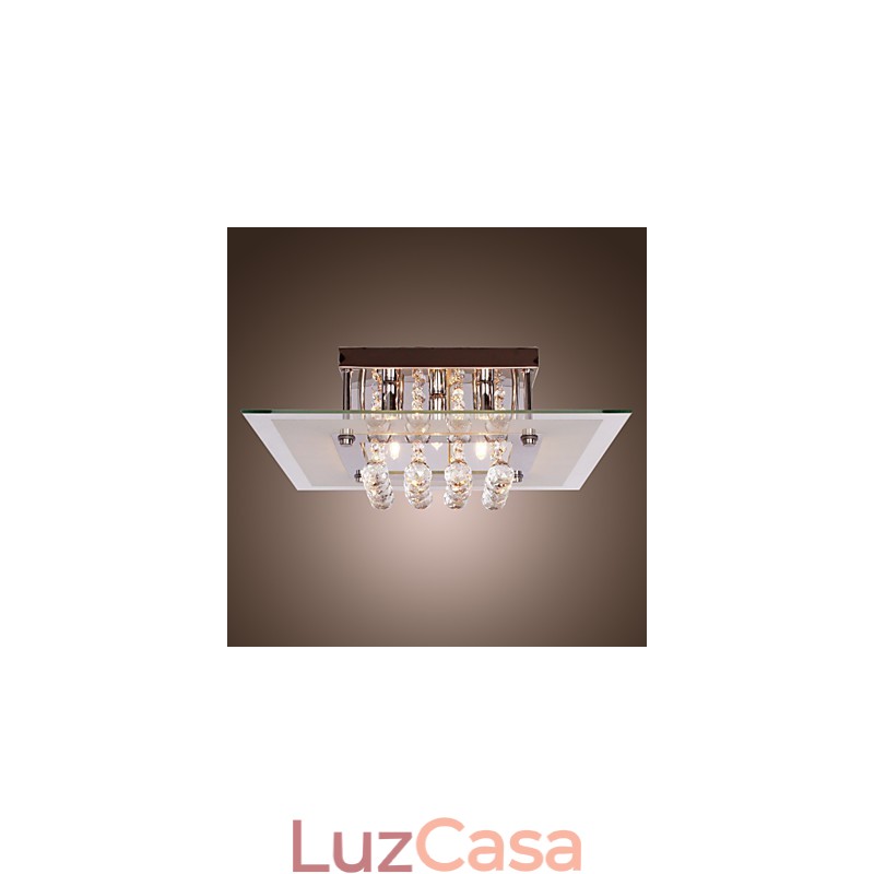 Luminária de teto moderna Crystal Living 5 luzes