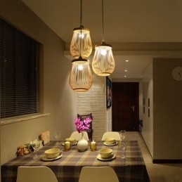 Luminária pendente de gaiola oca moderna iluminação pendente de bambu