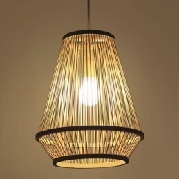 Luminária pendente de cabeceira em bambu trançado